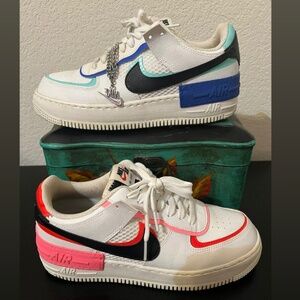 Nike Airforce 1 Multi Color Women’s Sz 9 w Nike chain attached Cute!